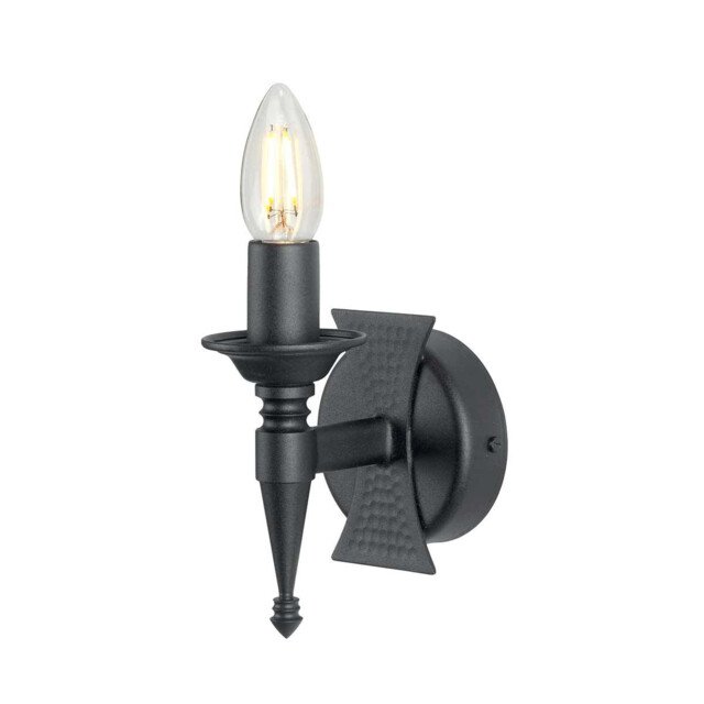 Saxon 1 Light Indoor Candle Wall Light Black, E14 - image 1