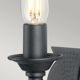 Saxon 1 Light Indoor Candle Wall Light Black, E14 - thumbnail 2
