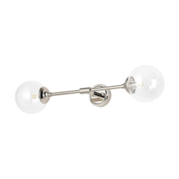 Richmond Ceiling/Wall Light Linear, 2 Light G9, IP44, Polished Nickel/Clear Smooth Round Glass - thumbnail 5