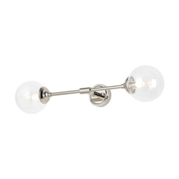Richmond Ceiling/Wall Light Linear, 2 Light G9, IP44, Polished Nickel/Clear Smooth Round Glass - thumbnail 1
