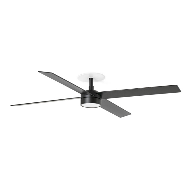 Rudder Recessed 132cm LED Ceiling Fan Matt Black, Walnut Blades CCT, 4 Blade Reversible - image 1
