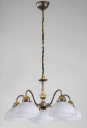 Nonna Cottage Style Glass 5 Arm Chandelier Matt Antique Brass, 5x E27