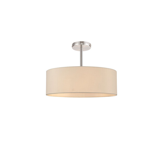 Baymont Polished Chrome 5 Light E27 Semi Flush Fixture, With 45cm x 15cm Faux Silk Shade, Ivory Pearl/White Laminate - image 1