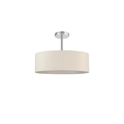 Baymont Polished Chrome 5 Light E27 Semi Flush Fixture, With 45cm x 15cm Faux Silk Shade, Ivory Pearl/White Laminate - thumbnail 5