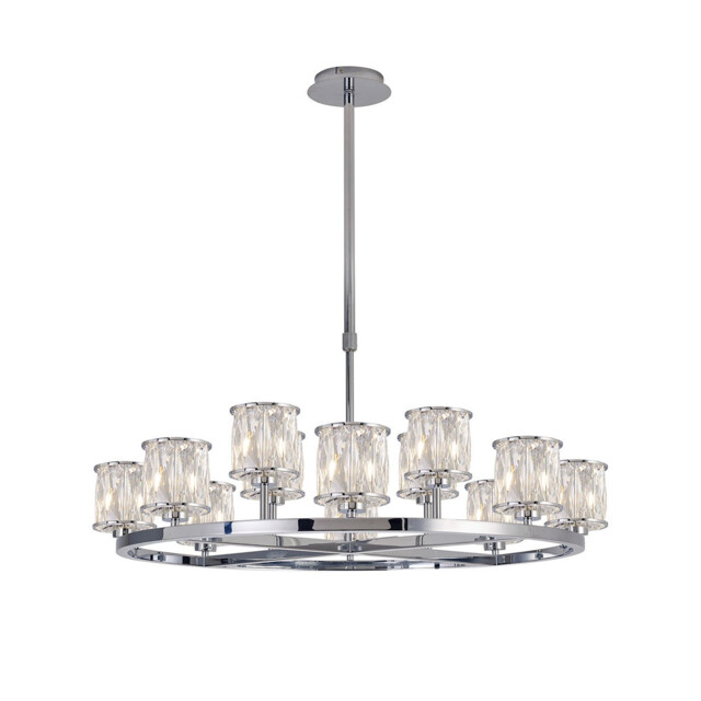Keene 90.8cm 8 + 4 Light Round G9 Telescopic Light Polished Chrome / Clear Crystal Shade - image 1