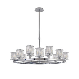 Keene 90.8cm 8 + 4 Light Round G9 Telescopic Light Polished Chrome / Clear Crystal Shade - thumbnail 3