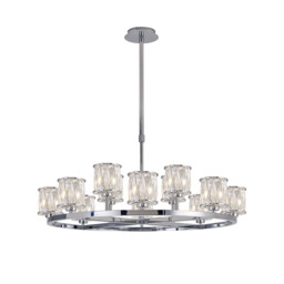 Keene 90.8cm 8 + 4 Light Round G9 Telescopic Light Polished Chrome / Clear Crystal Shade - thumbnail 1