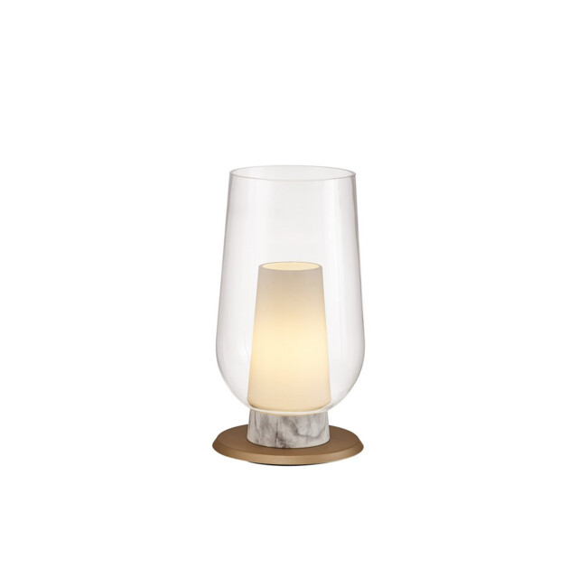 Nora Table Lamp, 1 Light E27, Gold/White/Clear Glass With Frosted Inner - image 1