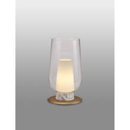 Nora Table Lamp, 1 Light E27, Gold/White/Clear Glass With Frosted Inner - thumbnail 2