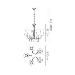 Paola Ceiling Pendant 70cm Round, 5 x E14 (Max 40W), Silver Painting, Black Shades - thumbnail 2