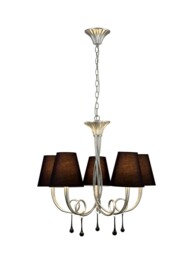 Paola Ceiling Pendant 70cm Round, 5 x E14 (Max 40W), Silver Painting, Black Shades - thumbnail 1
