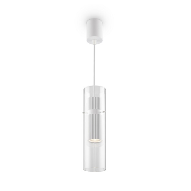 Dynamics Modern Slim Pendant Ceiling Light White 1xGU10 Glass Shade