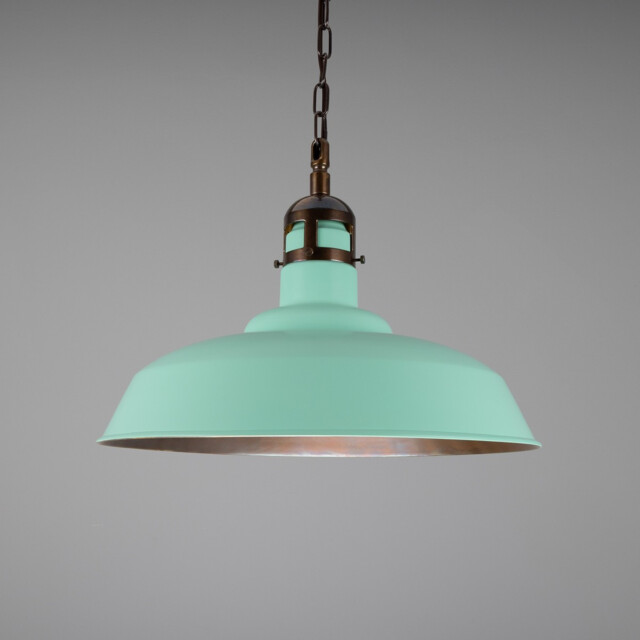 Matlock Dome Pendant, Antique Brass, Mint Turquoise - image 1