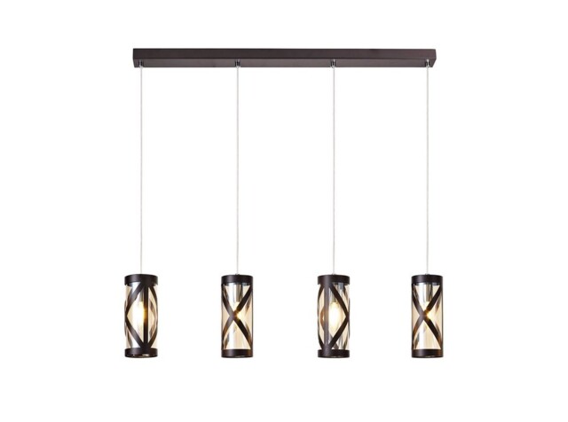 Burlington 4 Light Bar Linear Ceiling Pendant E14, Oiled Bronze, Polished Chrome, Amber - image 1