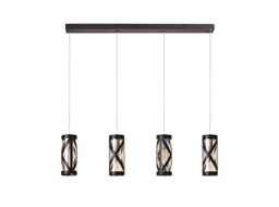 Burlington 4 Light Bar Linear Ceiling Pendant E14, Oiled Bronze, Polished Chrome, Amber - thumbnail 3