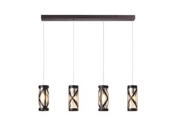 Burlington 4 Light Bar Linear Ceiling Pendant E14, Oiled Bronze, Polished Chrome, Amber - thumbnail 1