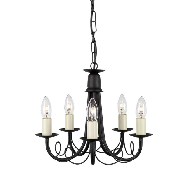 Minster 5 Light Chandelier Black Finish, E14 - image 1