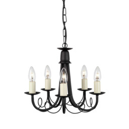 Minster 5 Light Chandelier Black Finish, E14