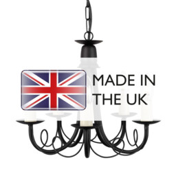 Minster 5 Light Chandelier Black Finish, E14 - thumbnail 5