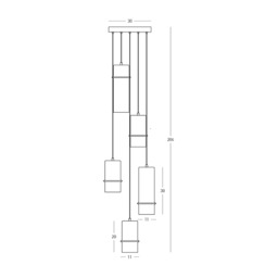 Louvaras  Cluster Pendant Ceiling Light Sandy Black-Smoked Glass LED 3000K Step Dimming - thumbnail 2