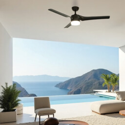 Aleris Ceiling Fan Black Matt, Metal-Abs Blades Without Light Ip44 IP44 - thumbnail 2