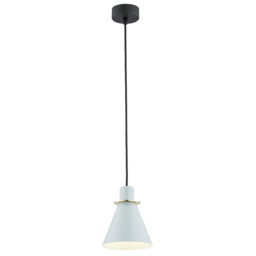 Beverly Dome Pendant Ceiling Light Blue Matt , Brass Elements