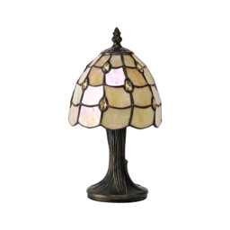 Lincoln Tiffany Table Lamp, 1 x E14, Black, Gold, Beige, Clear Crystal Shade - thumbnail 3