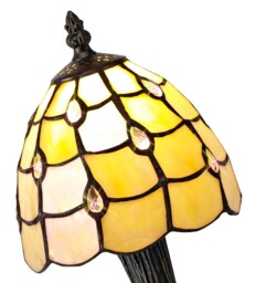 Lincoln Tiffany Table Lamp, 1 x E14, Black, Gold, Beige, Clear Crystal Shade - thumbnail 5