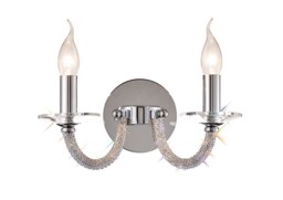 Elena Wall Lamp Switched 2 Candle Light Polished Chrome, Crystal