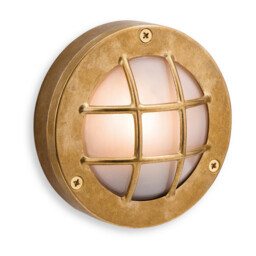 Nautic 1 Light Outdoor Wall, Flush Light Brass, Frosted Glass IP64, G9