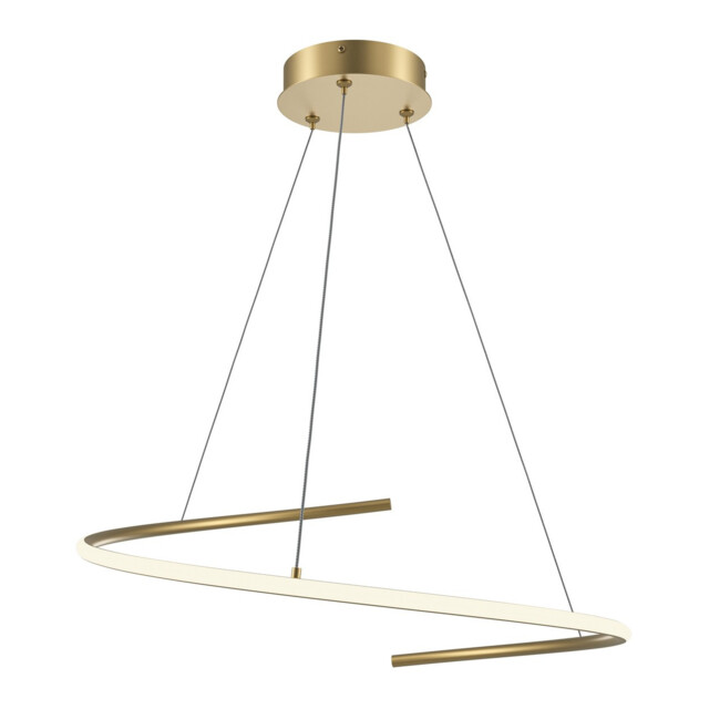 Curve Modern Pendant Ceiling Light Brass 2100lm White Shade - image 1