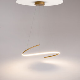 Curve Modern Pendant Ceiling Light Brass 2100lm White Shade - thumbnail 2