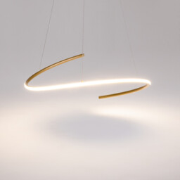 Curve Modern Pendant Ceiling Light Brass 2100lm White Shade - thumbnail 5