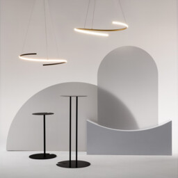 Curve Modern Pendant Ceiling Light Brass 2100lm White Shade - thumbnail 3