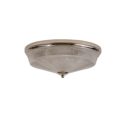 DeRuyter 3 Light E27 Flush Ceiling Lamp, Polished Nickel, Prismatic Glass - thumbnail 5