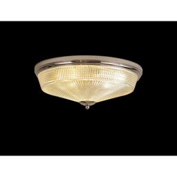 DeRuyter 3 Light E27 Flush Ceiling Lamp, Polished Nickel, Prismatic Glass - thumbnail 3