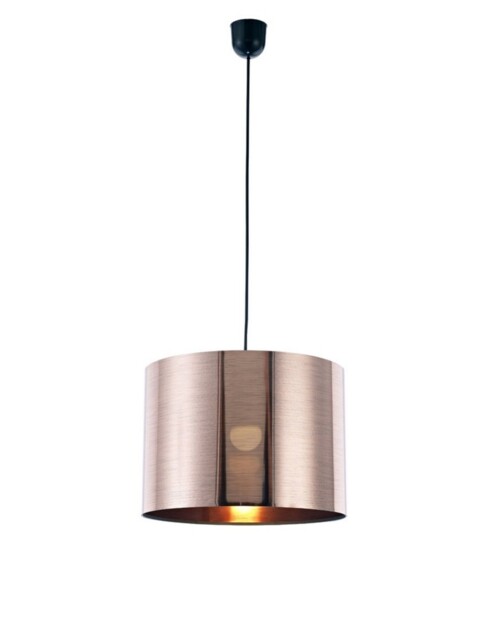 Dako Black Ceiling Pendant 1 Light E27 with 350 x 250mm Metallic Copper Cylinder Shade - image 1