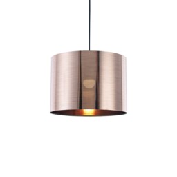 Dako Black Ceiling Pendant 1 Light E27 with 350 x 250mm Metallic Copper Cylinder Shade - thumbnail 5
