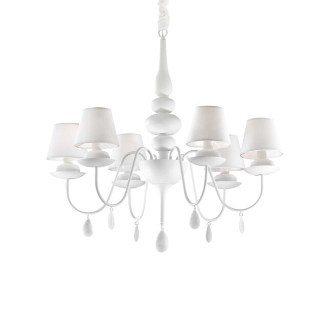 Blanche  6 Light Multi Arm Chandelier White Finish, E14