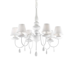 Blanche  6 Light Multi Arm Chandelier White Finish, E14