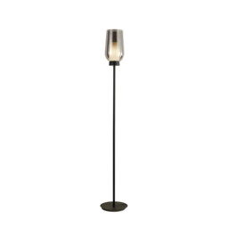 Nora Floor Lamp, 1 Light E27, Black/Black Marble/Chrome Glass With Frosted Inner