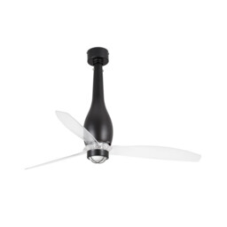 Eterfan LED Matt Black, Transparent Ceiling Fan with DC Motor, 3000K - thumbnail 1