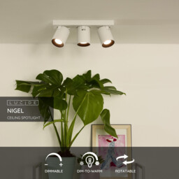 Nigel Modern Ceiling Spotlight - LED Dim to warm - GU10 - 3x5W 2200K/3000K - White - thumbnail 2