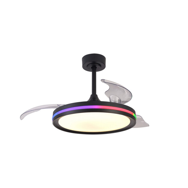 Rafaga 50W LED Dimmable White/RGB Ceiling Light With Built-In 30W DC Reversible Fan, 3000-6500K, Black, 5yrs Warranty - image 1