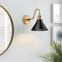 Provence Dome Wall Lamp Classic Aged Brass, Matt Black 1x E27 - thumbnail 2