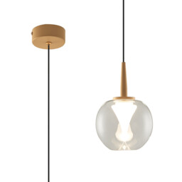 Andromeda Single Pendant, 5W LED, 3000K, 500lm, Light Gold/Clear/Frosted 3yrs Warranty - thumbnail 1