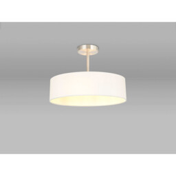 Baymont Satin Nickel 5 Light E27 Semi Flush Fixture, With 45cm x 15cm Faux Silk Shade, White - thumbnail 2