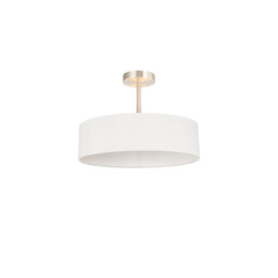Baymont Satin Nickel 5 Light E27 Semi Flush Fixture, With 45cm x 15cm Faux Silk Shade, White - thumbnail 5