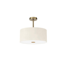 Baymont Antique Brass 5 Light E27 Semi Flush With 40cm x 18cm Faux Silk Shade, Ivory Pearl/White Laminate - thumbnail 5
