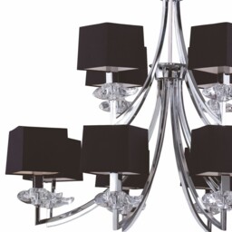 Akira Ceiling Pendant 2 Tier 12 Light E14, Polished Chrome with Black Shades - thumbnail 5